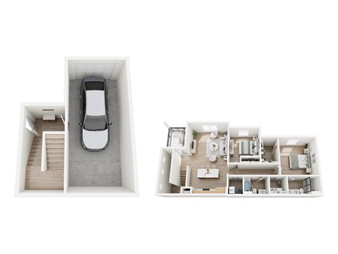 Floor plan for 2 beds, 2 baths, 1166 sqft